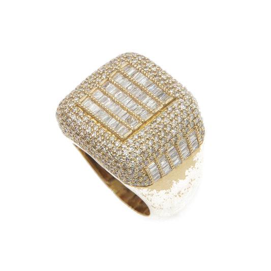 14k Solid Gold Lab Diamond Baguette Men's Ring
