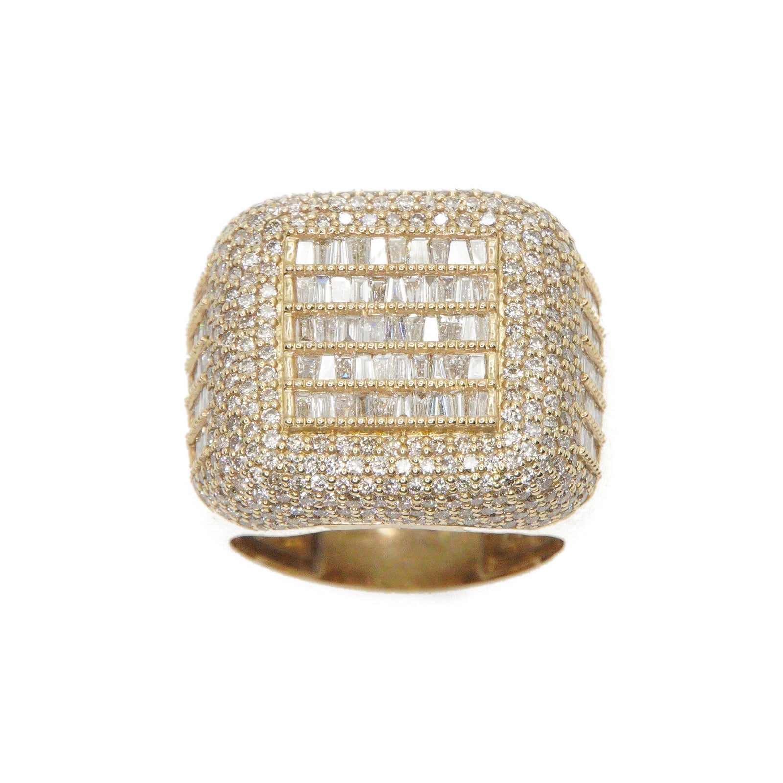 14k Solid Gold Lab Diamond Baguette Men's Ring