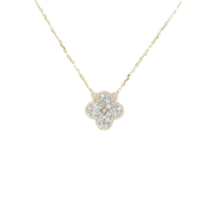 14k Solid Gold Lab Diamond Clover Necklace