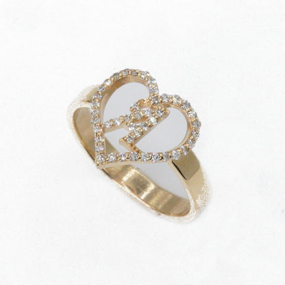 14k Solid Gold Lab Diamond Custom Initial Heart Ring