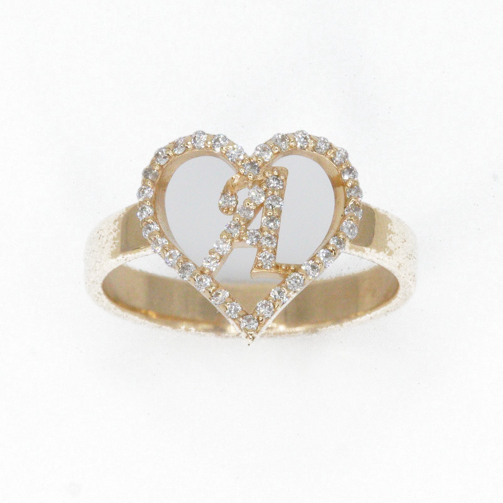 14k Solid Gold Lab Diamond Custom Initial Heart Ring