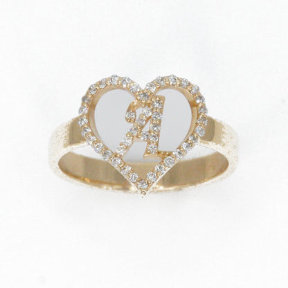 14k Solid Gold Lab Diamond Custom Initial Heart Ring