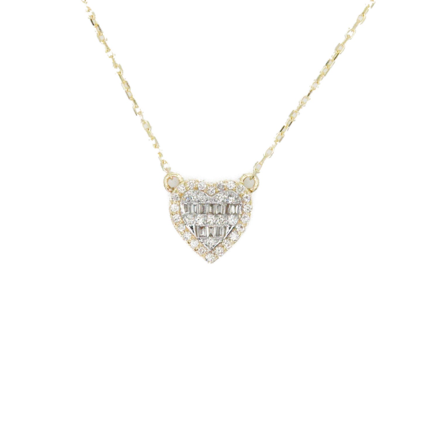 14k Solid Gold Lab Diamond Heart Necklace