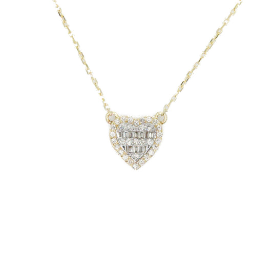14k Solid Gold Lab Diamond Heart Necklace