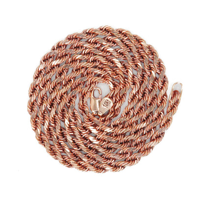 14k Solid Rose Gold 4mm Heavy Rope Chain