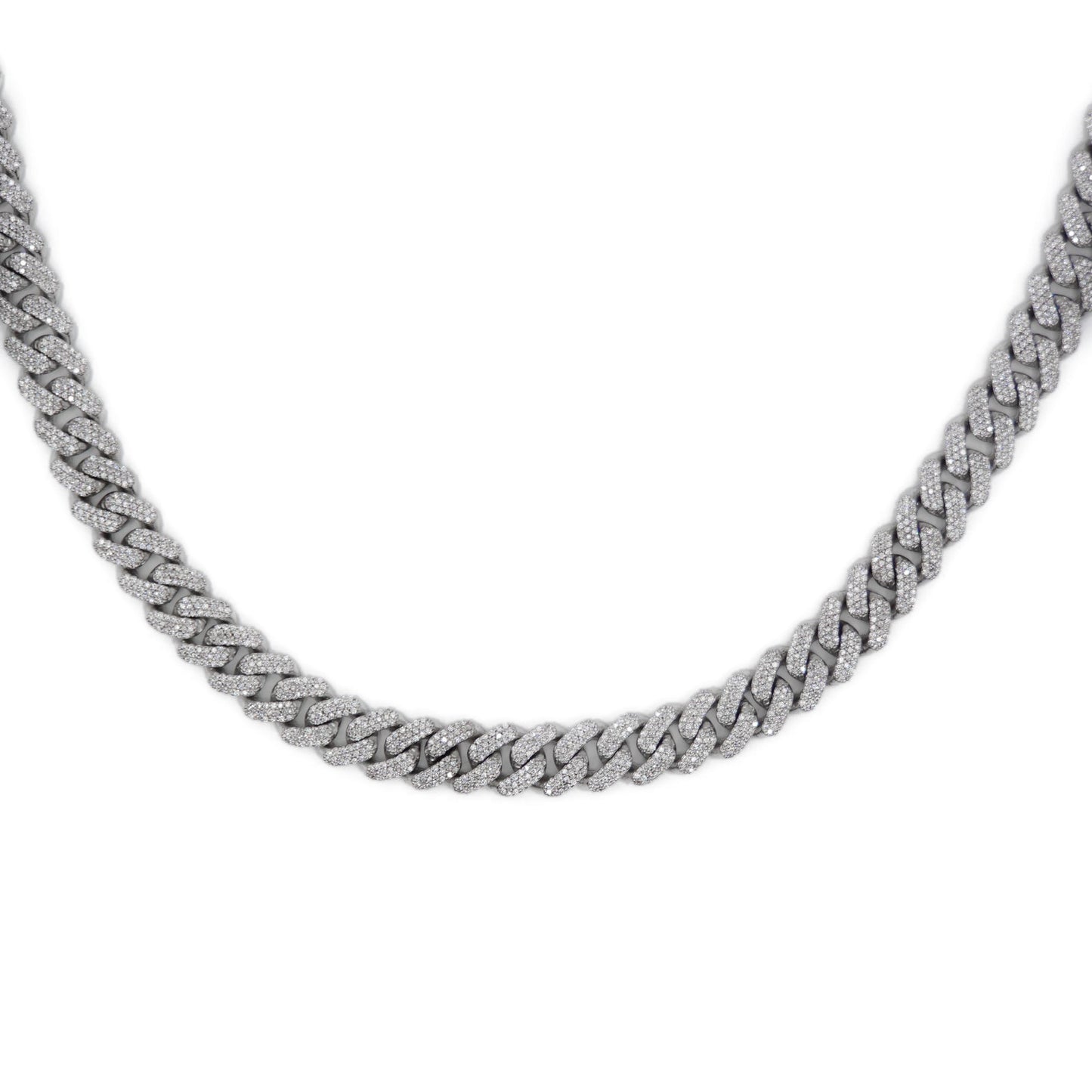 14k Solid White Gold 13.5mm Lab Diamond Cuban Chain