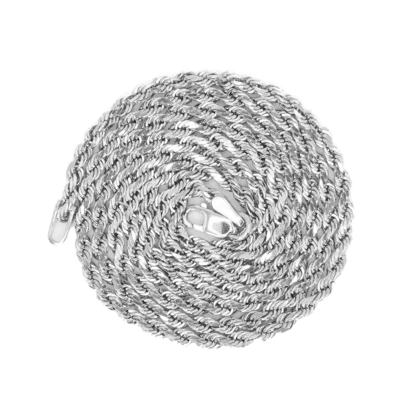 14k Solid White Gold 2.5mm Heavy Rope Chain
