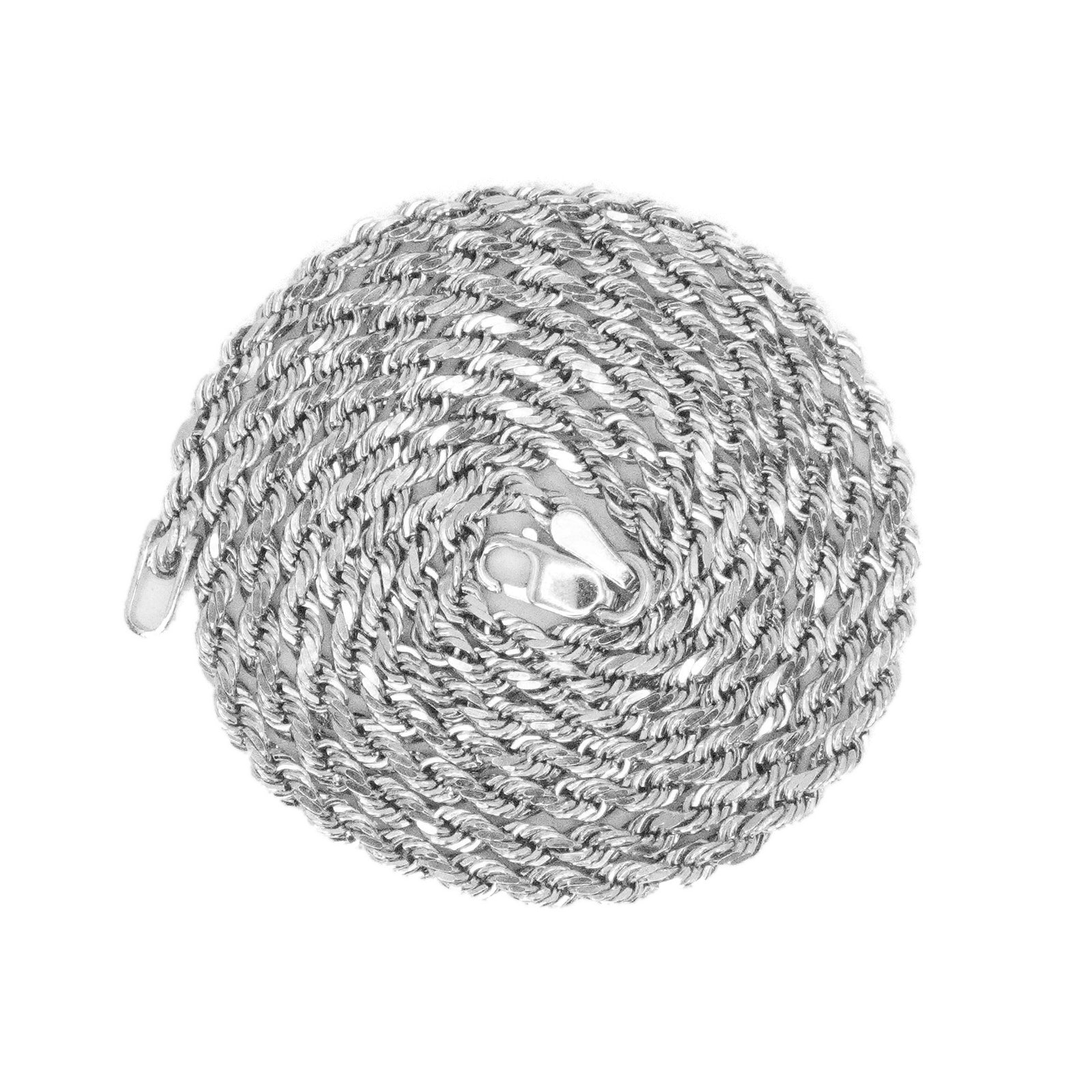 14k Solid White Gold 2.5mm Heavy Rope Chain