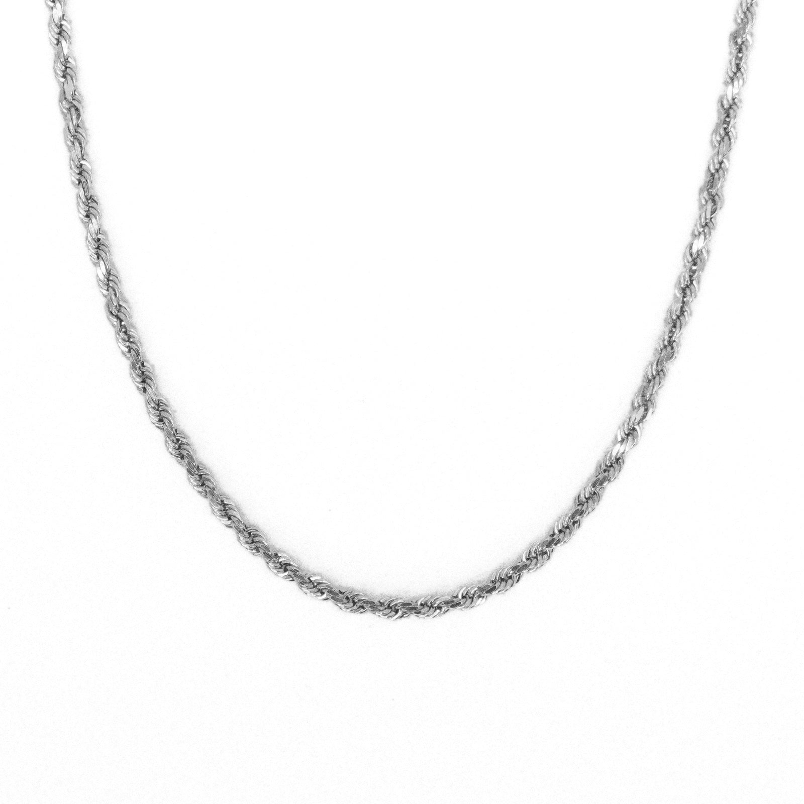 14k Solid White Gold 2.5mm Heavy Rope Chain