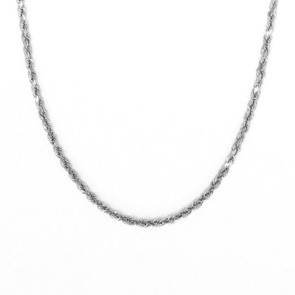 14k Solid White Gold 2.5mm Heavy Rope Chain