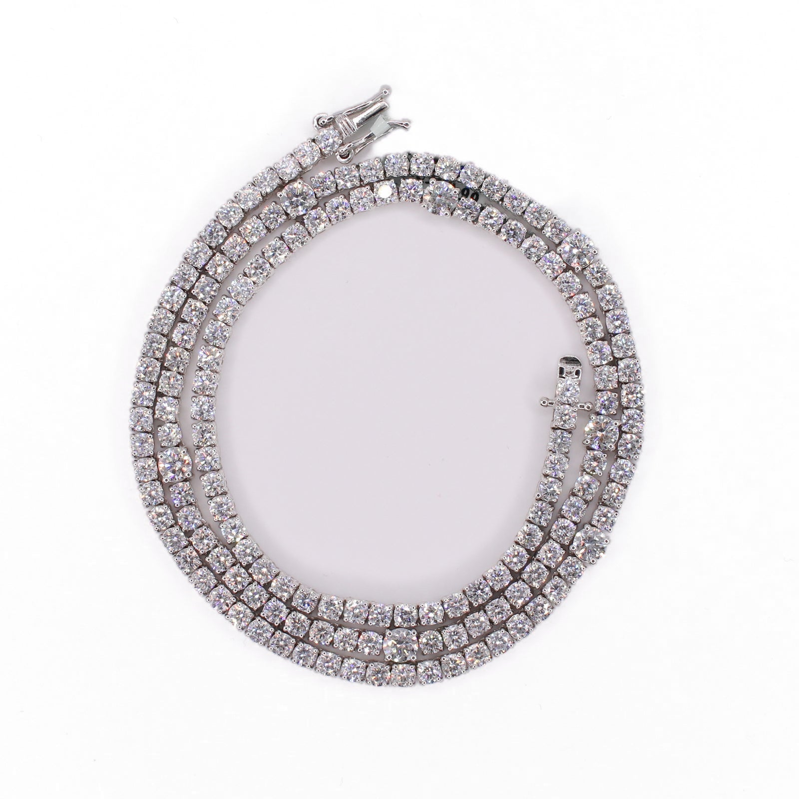 14k Solid White Gold 3mm Lab Diamond Knot Tennis Chain