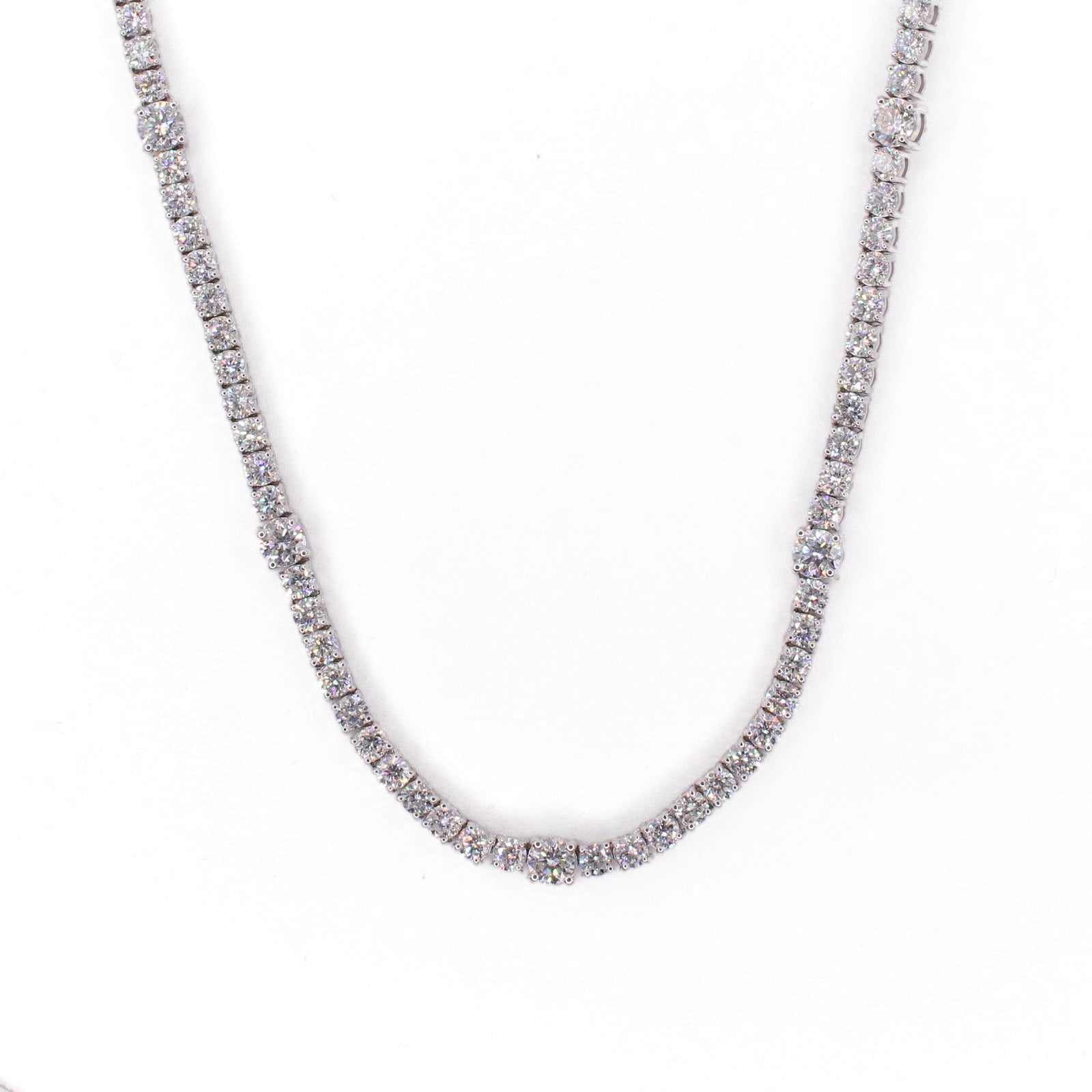 14k Solid White Gold 3mm Lab Diamond Knot Tennis Chain