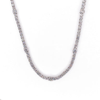 14k Solid White Gold 3mm Lab Diamond Knot Tennis Chain