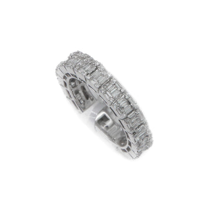 14k Solid White Gold Baguette Lab Diamond Band