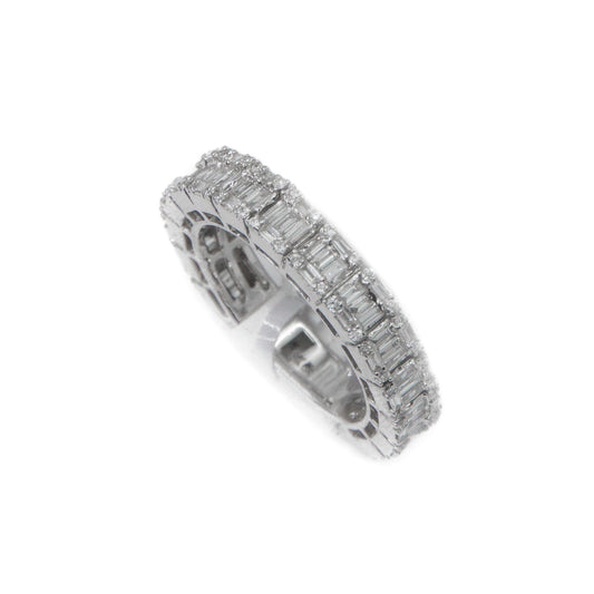 14k Solid White Gold Baguette Lab Diamond Band