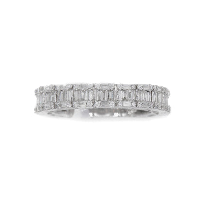 14k Solid White Gold Baguette Lab Diamond Band