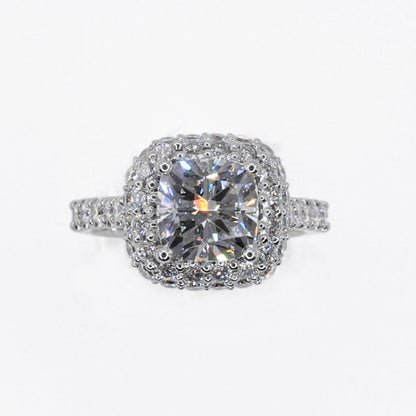 14k Solid White Gold Lab Diamond Emerald Cut Engagement Ring