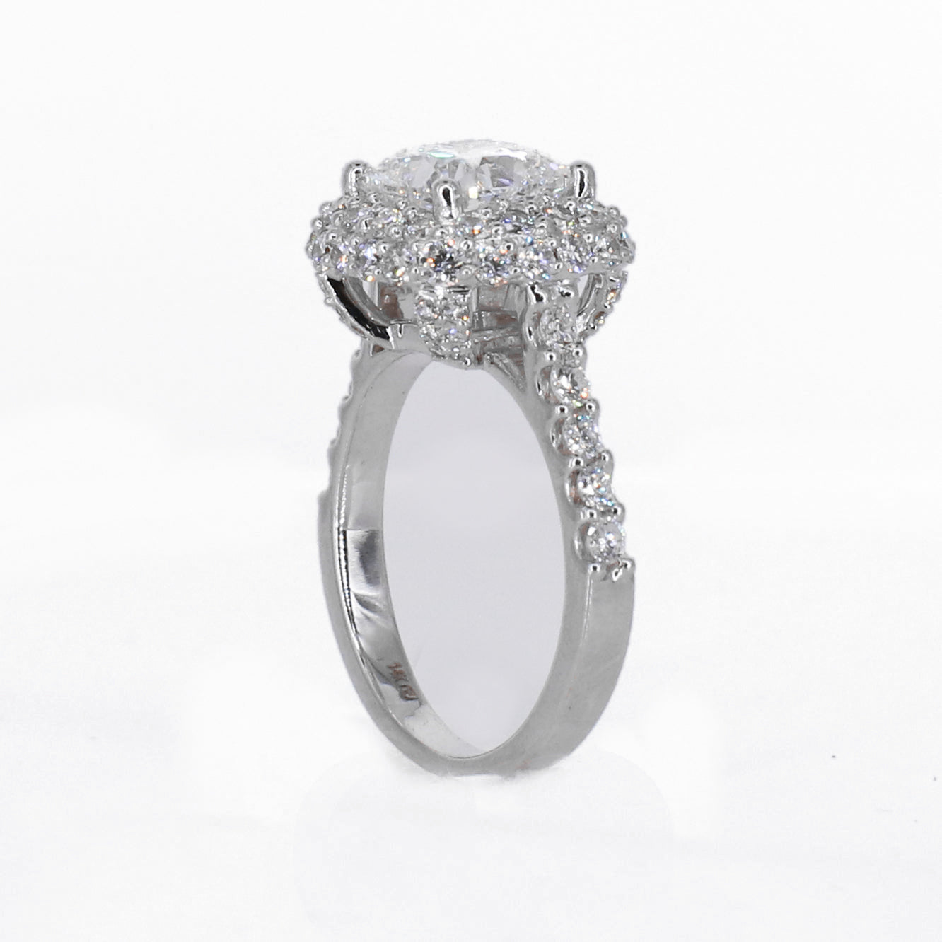 14k Solid White Gold Lab Diamond Emerald Cut Engagement Ring