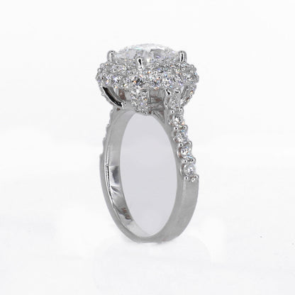 14k Solid White Gold Lab Diamond Emerald Cut Engagement Ring