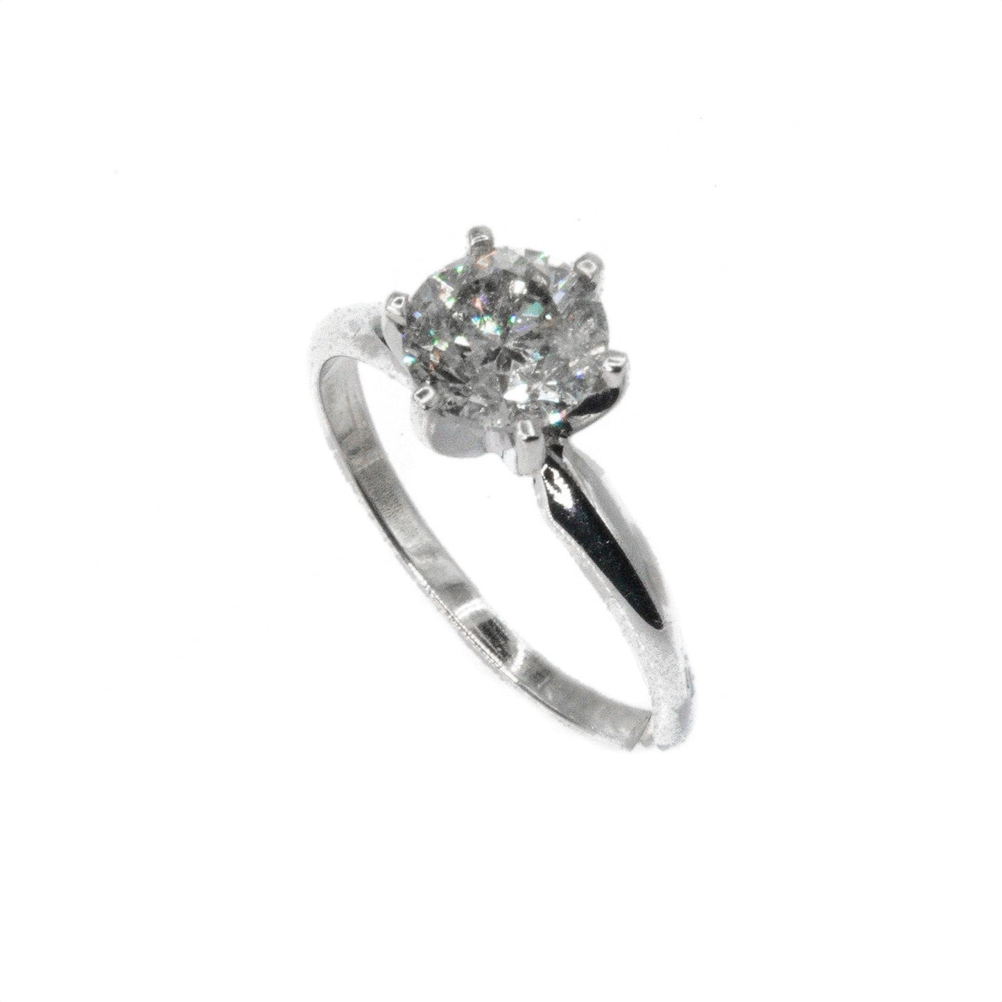 14k Solid White Gold Lab Diamond Traditional Solitaire Engagement Ring