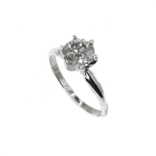 14k Solid White Gold Lab Diamond Traditional Solitaire Engagement Ring