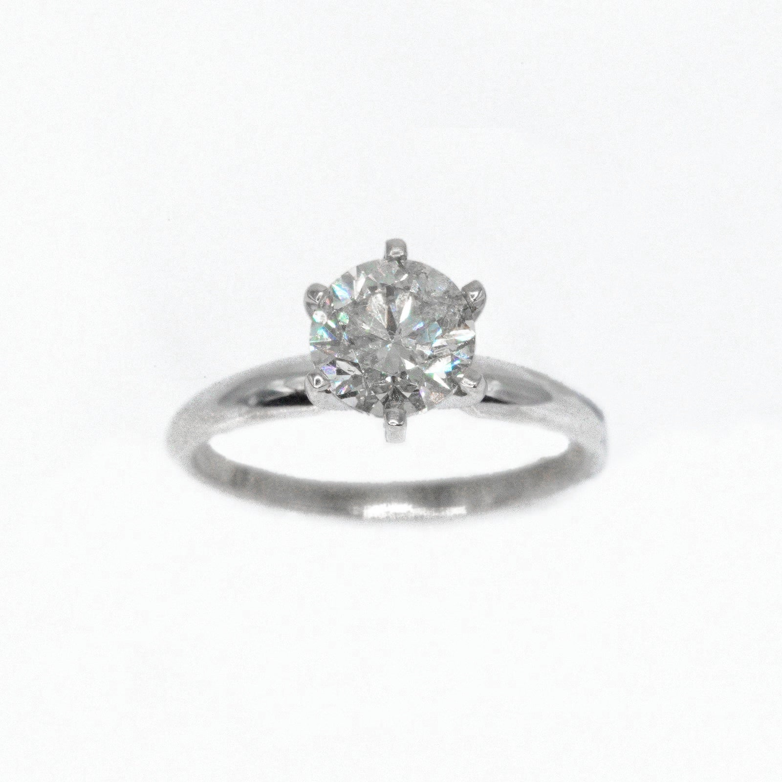 14k Solid White Gold Lab Diamond Traditional Solitaire Engagement Ring