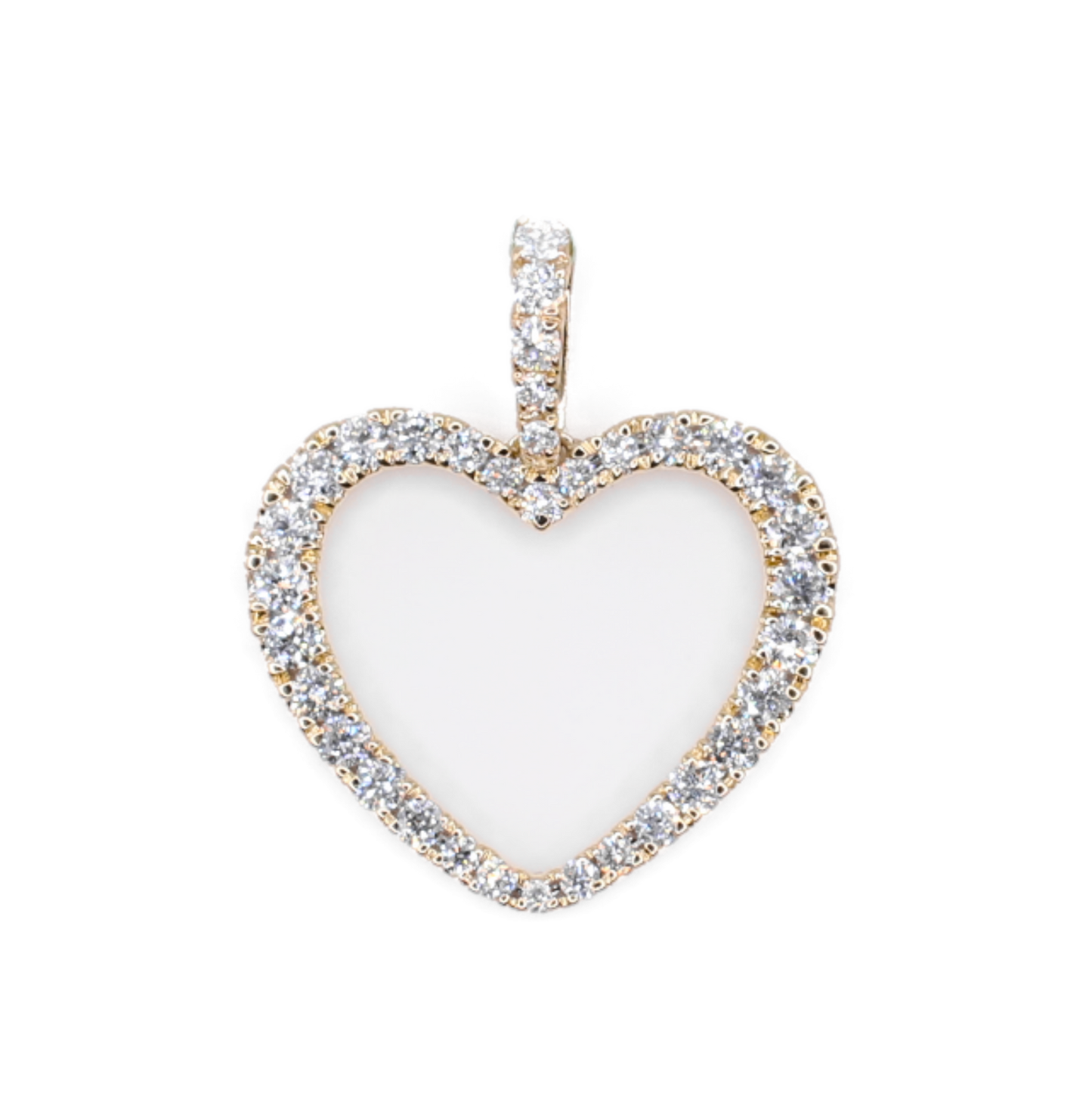 14k Solid Yellow Gold Lab Diamond Heart Pendant