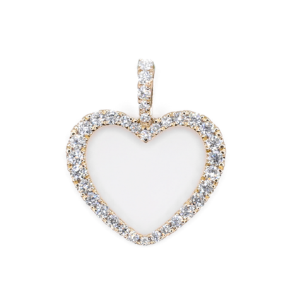 14k Solid Yellow Gold Lab Diamond Heart Pendant