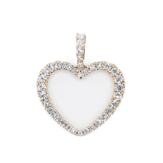 14k Solid Yellow Gold Lab Diamond Heart Pendant