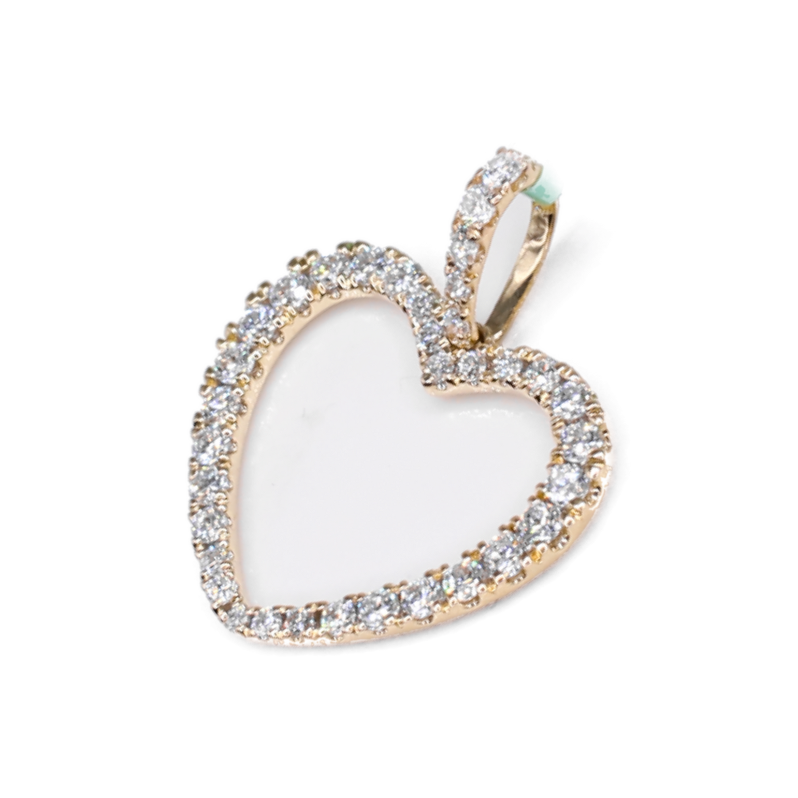 14k Solid Yellow Gold Lab Diamond Heart Pendant