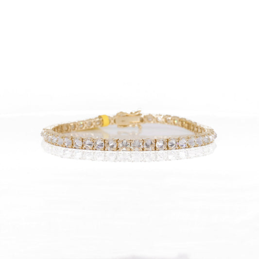 14k Solid Yellow Gold Lab Diamond Tennis Bracelet