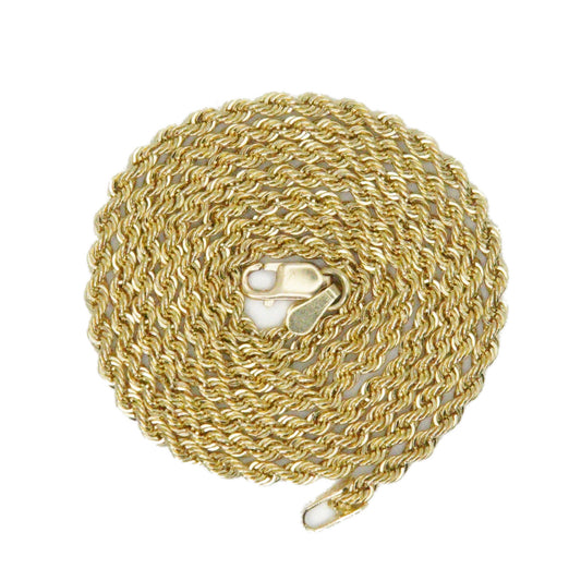 14k Yellow Gold Semi-Solid 2mm Rope Chain