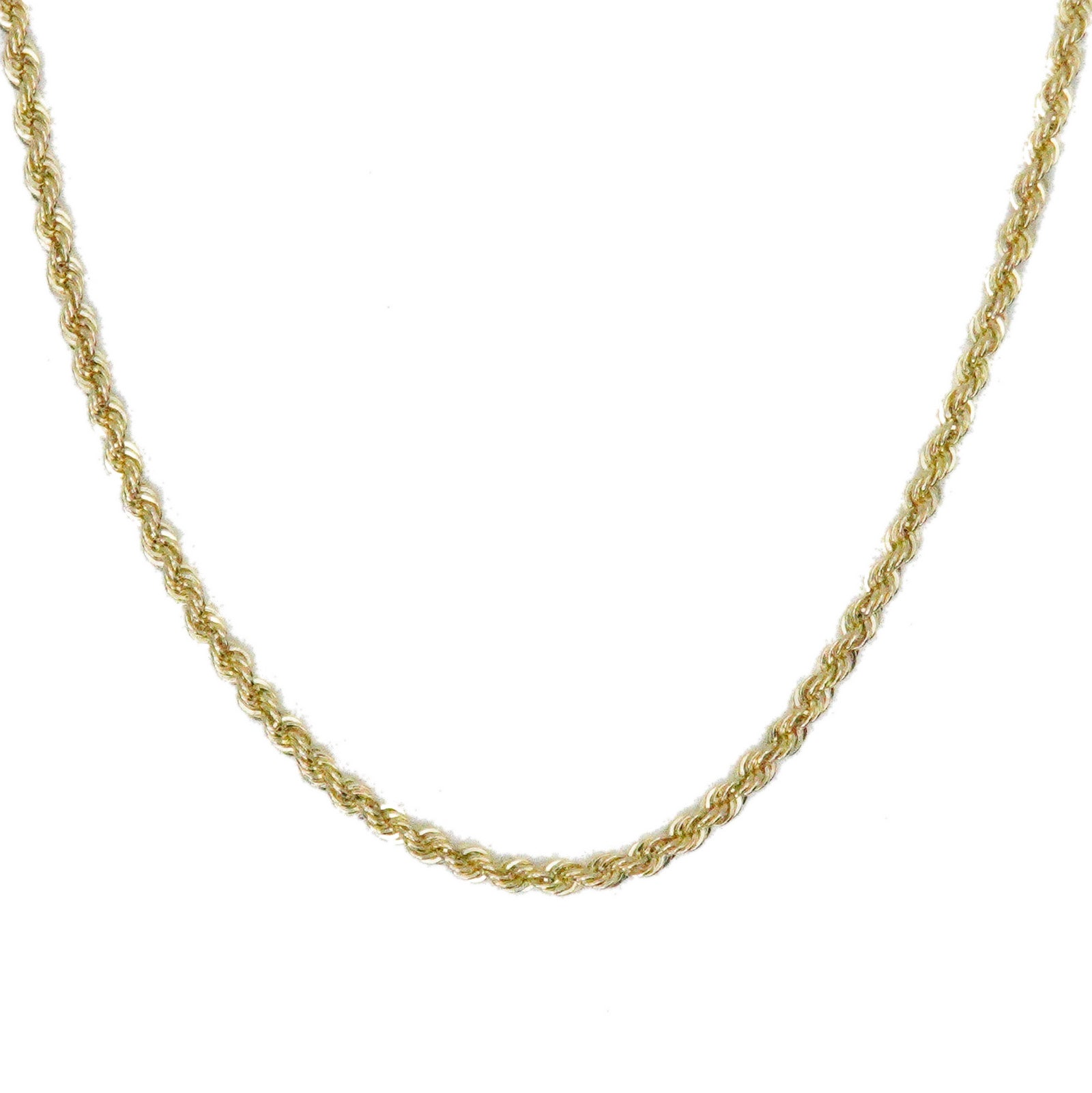 14k Yellow Gold Semi-Solid 2mm Rope Chain