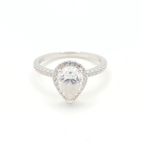 2ct Moissanite Pear Engagement Halo Ring