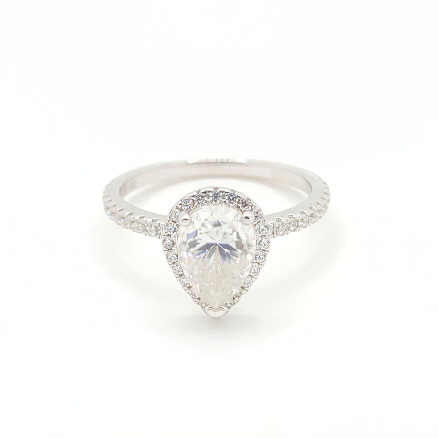 2ct Moissanite Pear Engagement Halo Ring