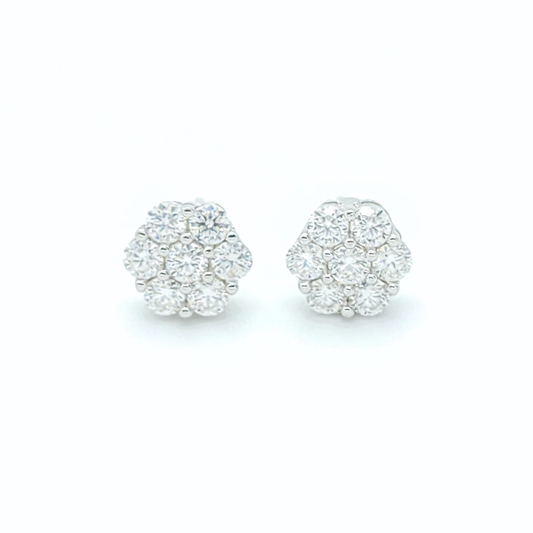 Moissanite Sparkling Flower Cluster Earrings