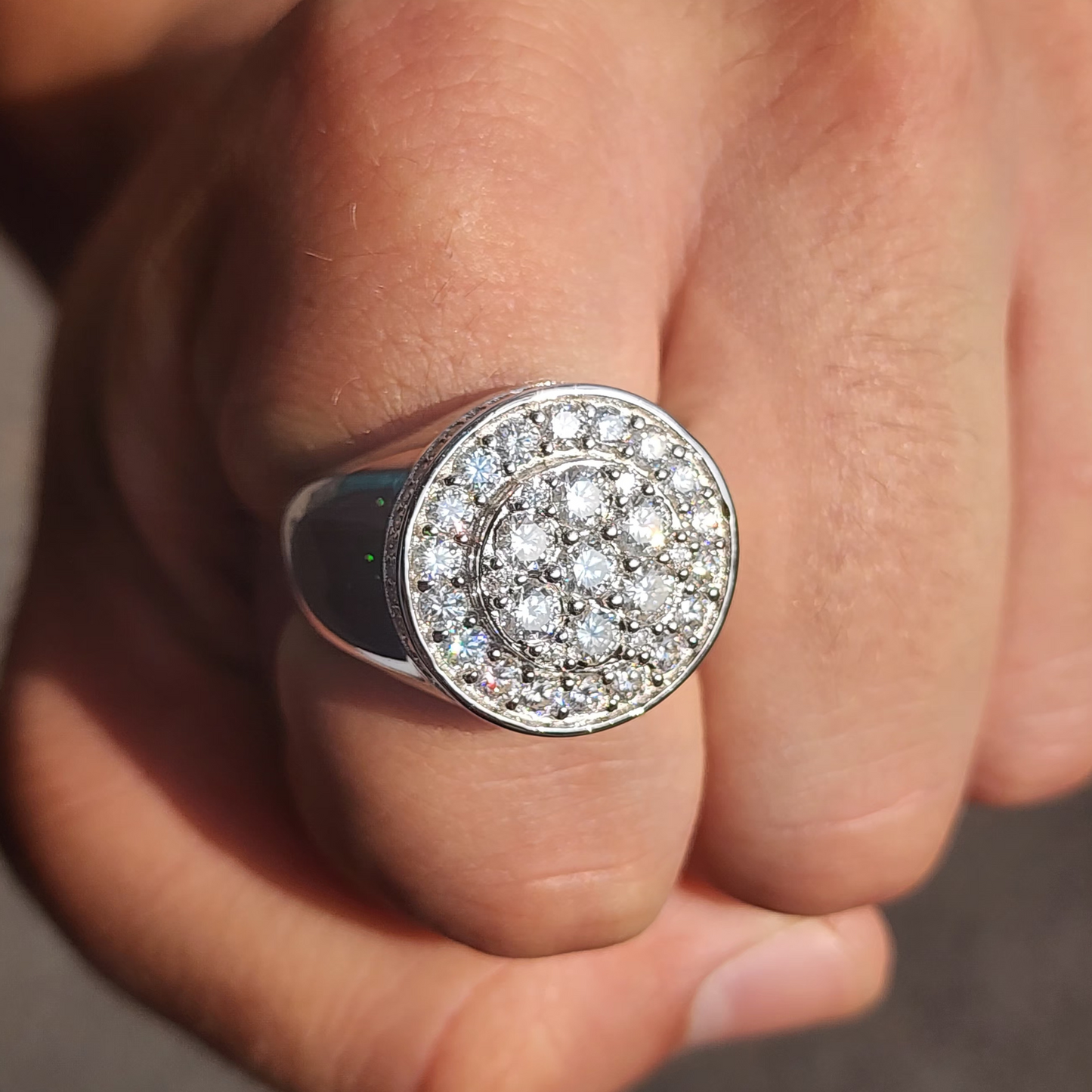 Moissanite Round Pavé Cluster Ring