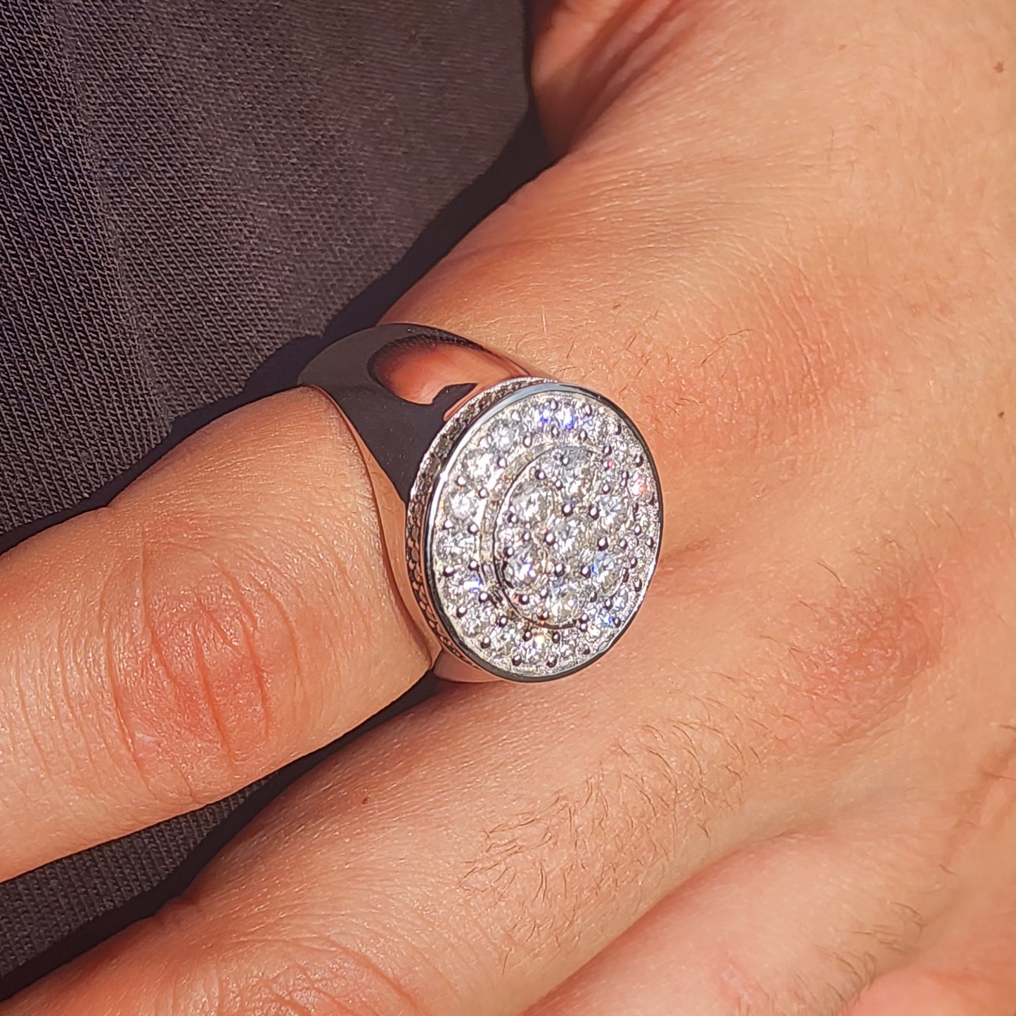 Moissanite Round Pavé Cluster Ring