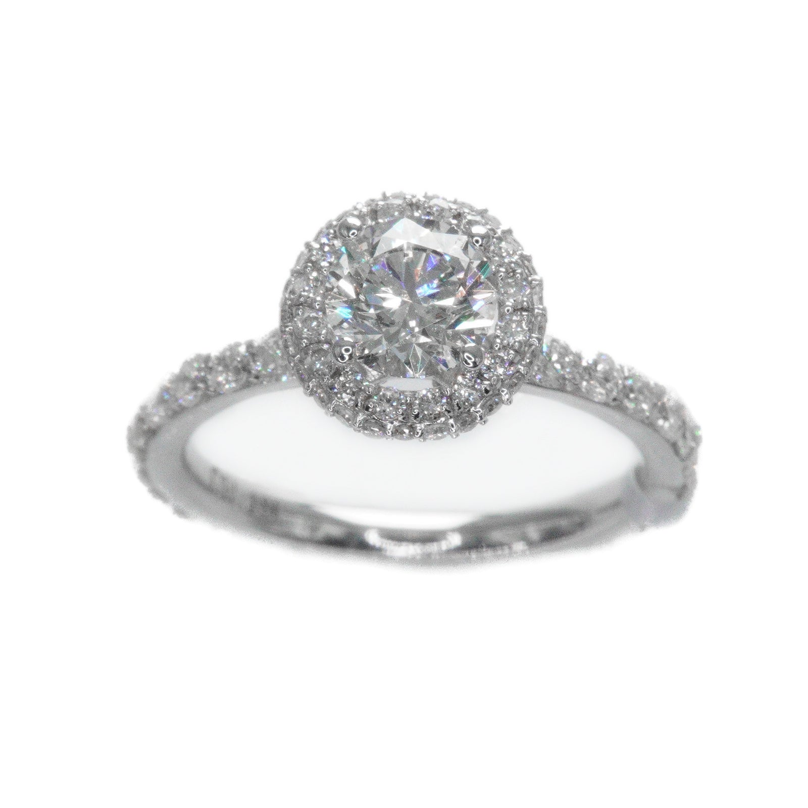 18k Solid White Gold Lab Diamond Round Halo Engagement Ring