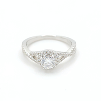 Moissanite Round Engagement Halo Ring