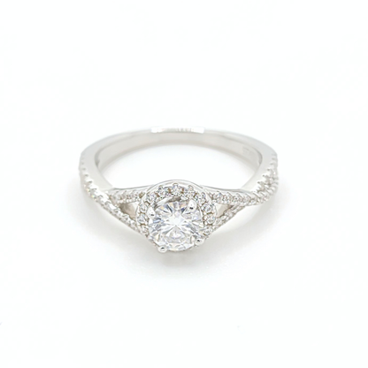 Moissanite Round Engagement Halo Ring