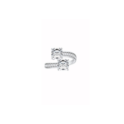 Moissanite Engagement Cross Rings 2ct Square Cut Iced Solid 925 Sterling Silver