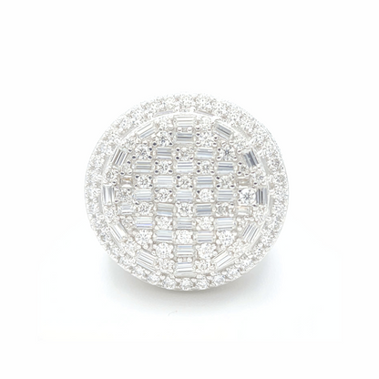 Moissanite Round Pavé Baguette Ring