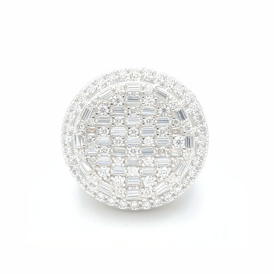 Moissanite Round Pavé Baguette Ring