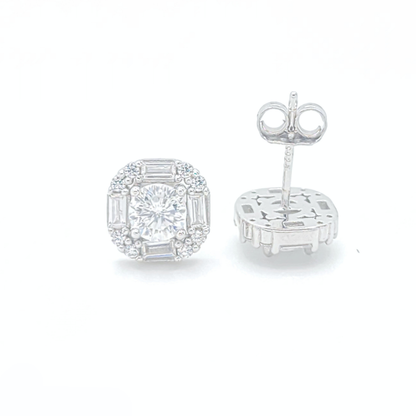 Moissanite Earrings Cluster Studs