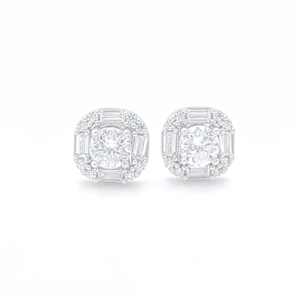 Moissanite Earrings Cluster Studs