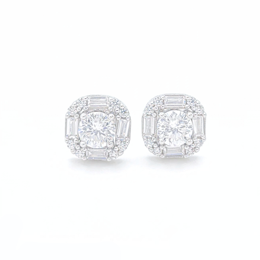 Moissanite Earrings Cluster Studs