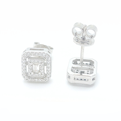Moissanite Double Halo Earrings Cluster