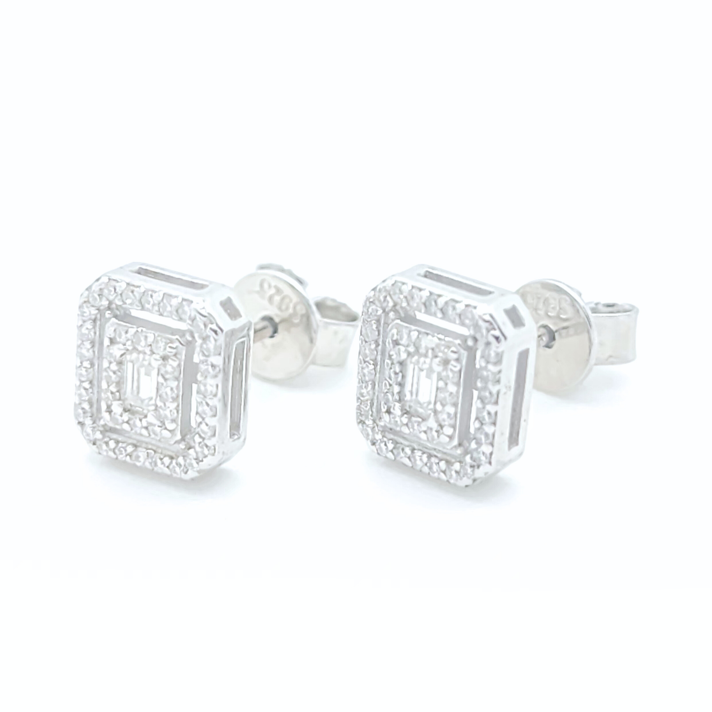 Moissanite Double Halo Earrings Cluster