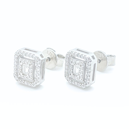 Moissanite Double Halo Earrings Cluster